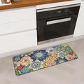 Floral Kitchen Runner Rug Mat for Floor Boho Cushioned Anti-Fatigue Mat Non-Slip Standing Desk Waterproof Comfort Floor Mat for Sink, Office, Laundry, 17.3x47 Inch