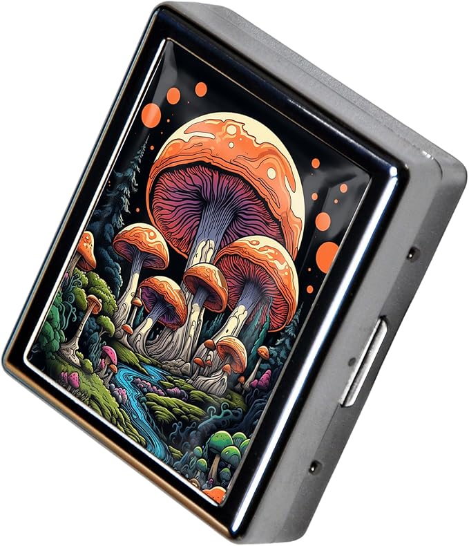 8-Compartment Pill Box Organizer Portable and Stylish Medicine Case, Versatile Storage for Medication - Ideal Travel Accessory & Unique Gift Idea (Enchanted Mushroom Forest)