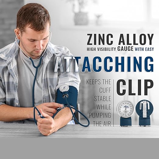 ASA TECHMED Medical Starter Kit – Stethoscope, Durable Blood Pressure Monitor, EMT Shears & Protective Carrying Case – Ideal for Healthcare Students & Professionals, Navy Blue