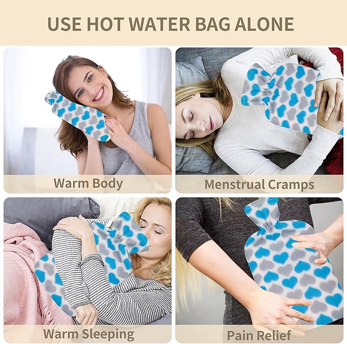 Hot Water Bag,Hot Water Bottle Rubber Warm Water Bag Pouch with Soft Waist Cover for Neck and Shoulder, Back,Hand, Legs, Waist Warm
