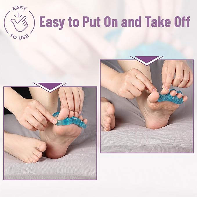 DR. JK- ToePal Gel Toe Separator, 2 Pairs, Toe Spacers, Toe Straightener, Hammer Toe Straightener, Toe Spreader, Toe Stretcher, Toe Corrector for Women and Men, Bunion Corrector, Mother's Day Gift