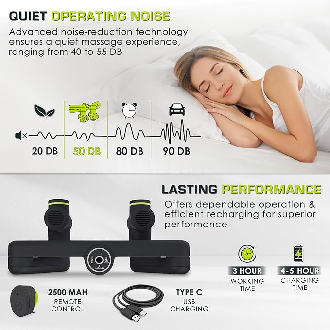 ProsourceFit Dual Pro Percussion Massage Gun, 6 Attachable Pieces for Deep Tissue Relief, Muscle Massager Gun with 4 Speed Levels, Adjustable Handles for Back Massage, and Quiet Portable Relief, Black