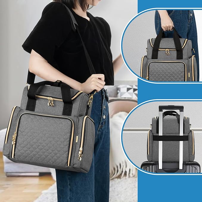 LUXJA Large Medicine Bag with 2 Removable Cases, Medicine Storage Bag with Multiple Storage Sections (Suitable for Travel or Home), Gray