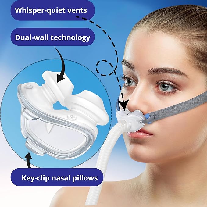 AirFit P10 Nasal Pillow Cushion (Medium) – Soft Silicone CPAP Mask Nose Pillow with Tube Frame Assembly - Light Weight Nasal Pillow CPAP for Better Sleep