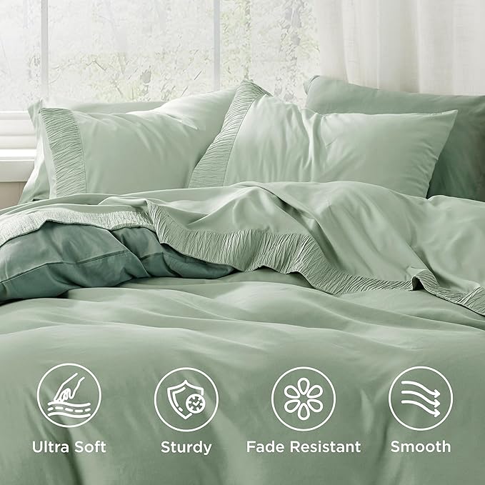 Bedsure Twin XL Sheet Sets Dorm Bedding - 3 Pieces Soft Extra Long Twin Sheets, Hotel Luxury, Easy Care Microfiber for Women, Men, Sage Green