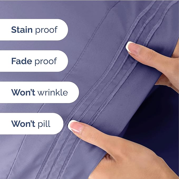 King Size 4 Piece Sheet Set - Extra Soft, Breathable & Cooling - Hotel Luxury Durable Bed Sheets for Women & Men - Deep Pockets, Easy-Fit & Wrinkle-Free - French Violet Oeko-Tex