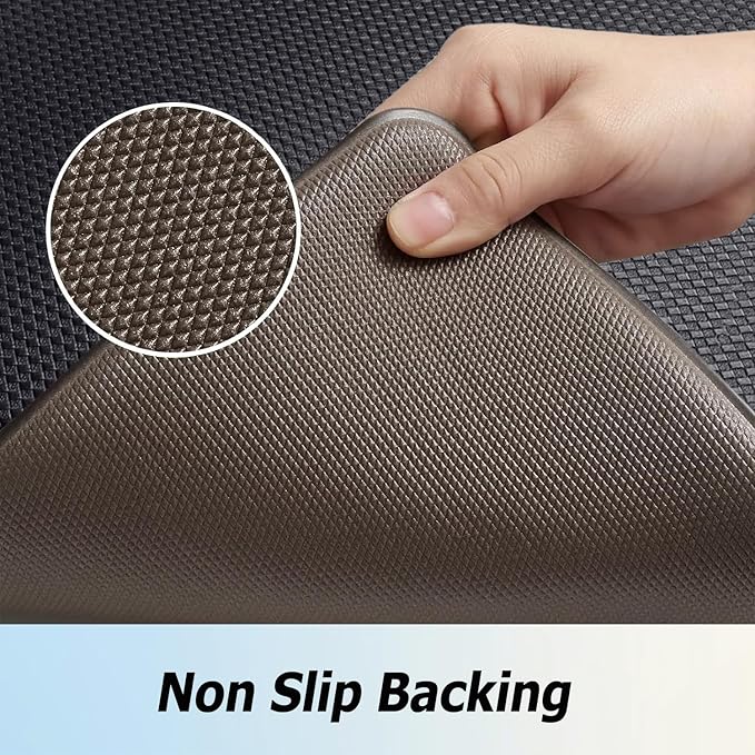 Artnice Kitchen Rugs Set of 2, Non-Slip Kitchen Mats for Floor, Ergonomic Cushioned Anti Fatigue Mat, Waterproof Standing Mat for Home, Office, Sink, Laundry, 17.3"×30"+17.3"×47", Black