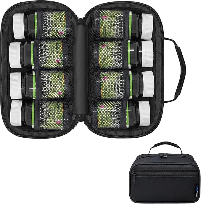 Small Pill Bottle Organizer for Travel, Medicine Bag, Carrier for Prescription Medications - Black