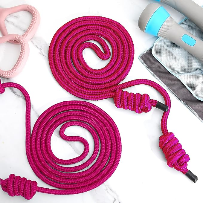 Lewtemi 2 Pcs Flow Rope for Fitness Double Woven Workout Rope Adjustable Length Flow Jump for Working out Men Women Training Exercise Gym Indoor Outdoor Beginner, 9 ft