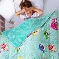Sivio Minky Dotted Weighted Blanket, Super Soft Crystal Velvet Reversible Heavy Blanket with Cute Cartoon Patterns, 3 lbs, 36x48 Inch, Green Shark