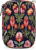 Weekly Travel Pill Organizer Case for Purse with Removable 7 Day Box Portable Compact Size Pill Box Fashionable Pill Container for Medicine Vitamin Supplement Flower Floral Red