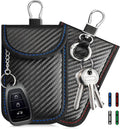 2 Pack Faraday Pouch for Key Fob, RFID Signal Blocking Bag, Car Key Fob Protector, Anti-Theft Shielding Case Blocker (Red+blue)