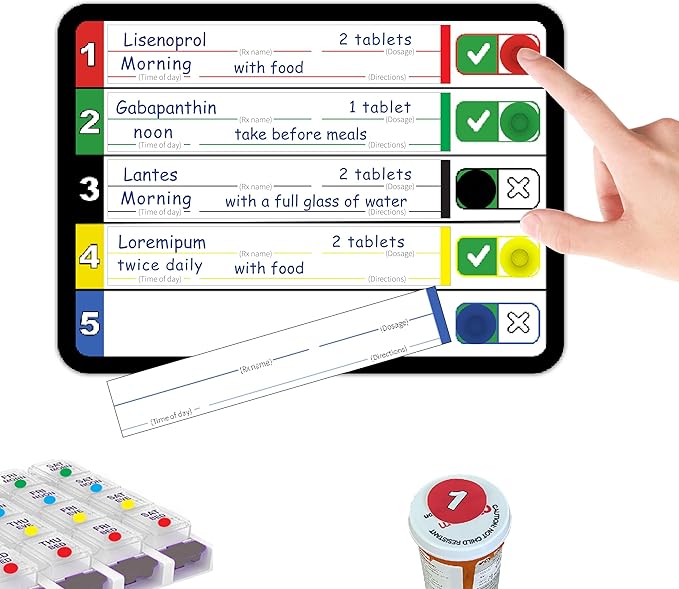 Daily Medication Reminder Board, Medication Tracker for Seniors, Color-Coded Cards, Easy-to-Read Visual Organizer for Home