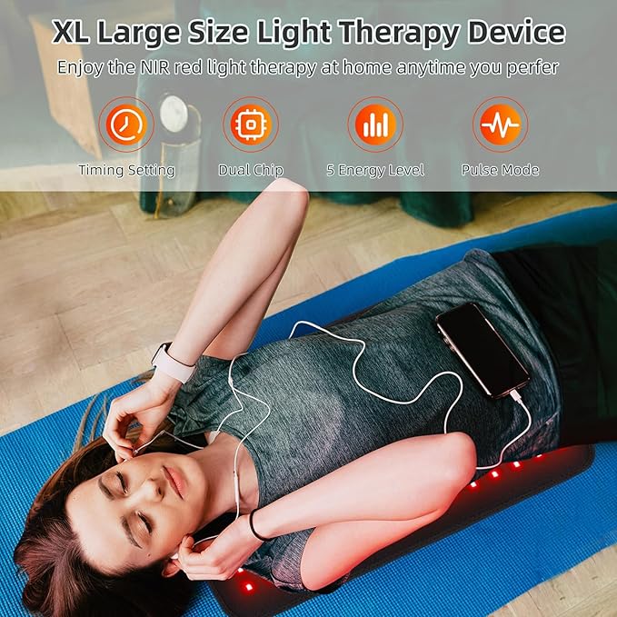 Red Light Therapy for Body, 19.8" x 12" Infrared Light Therapy Pad XL Large Red Infrared Heating Therapy Wrap Pad Belt for Back Shoulder Leg Relief Home Office Use, Ideal Gift