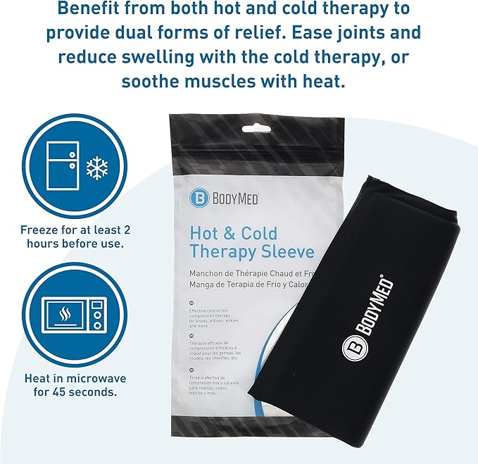 BodyMed 360° Hot & Cold Sleeve for Knee, Elbow, Ankle, Wrist Discomfort Relief – Flexible, Reusable Gel Ice Pack Compression Therapy for Sprains, Arthritis, Tendonitis - X-Large