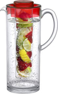 Prodyne Trim Fruit Infusion Pitcher, 60 oz, Red
