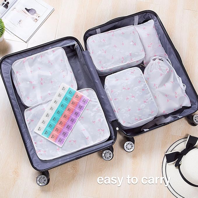 Large Weekly Pill Organizer 4 Times A Day, Moisture-Proof 7 Day Pill Box,Daily Pill Organizer,Travel Pill Cases Portable for Pills Vitamin Fish Oil Supplements