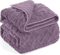 Wemore Weighted Blanket for Adults Twin Size 15 lbs, Dual Sided Soft Fuzzy Jacquard Sherpa Weighted Blankets for Sleeping, Cozy Fluffy Knitted Heavy Blanket for Couch Bed, Purple, 48 x 72 inches