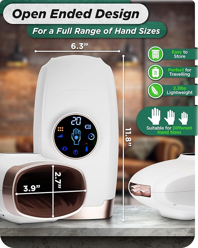 Lunix LX7 FSA Carpal Tunnel & Wrist Pain Relief Device, Heated Air Compression Hand Massager for Arthritis, Mothers Day Gifts for Women & Mom, Touchscreen, Lunar White