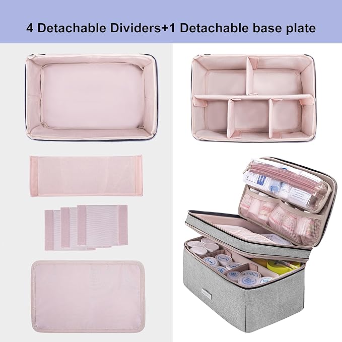 Medicine Storage Bag Pill Bottle Organizer with Portable Small Pouch Travel Medication Bottle Organizer for Emergency Home First Aid Box Kit (Gray)