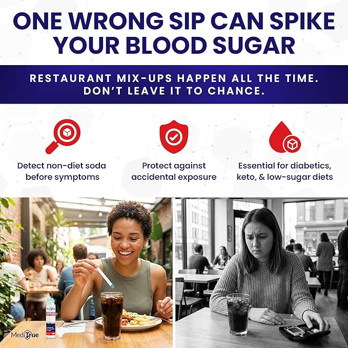 DietCheck – 50 Diet Soda Test Strips to Detect Non-Diet Soft Drinks – A Must-Have for Diabetics, Keto & Sugar-Free Diets – 50 Strips – Verify Your Diet Drink in Seconds
