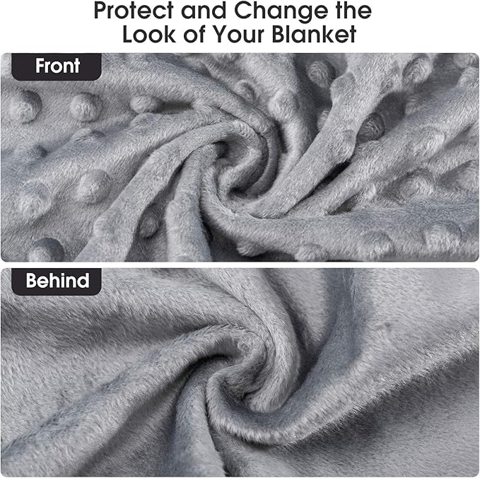 Acdyion Weighted Blanket Cover 60x80, Grey Minky Dot & Fleece Removable Duvet Cover with 12 Ties, Washable Fabric for 60x80 Weighted Blankets, Soft Minky and Cozy Fleece Dual-Sided Cover