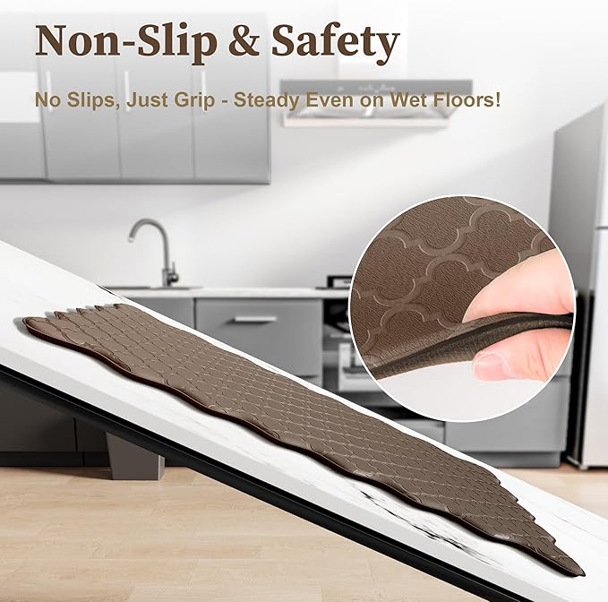 Upgrade Scalloped Embossed Kitchen Mats for Floor 2PCS Cushioned Anti Fatigue Waterproof Foam Kitchen Rugs Non Slip Washable Comfort Standing Mat for Office Sink Laundry, Brown