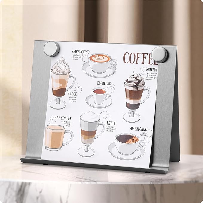 Magnetic Bulletin Board with Stand – Small Dry Erase Memo Board – Tabletop Metal Easel for Magnet Display – 10x8 Inches + 2 Magnets