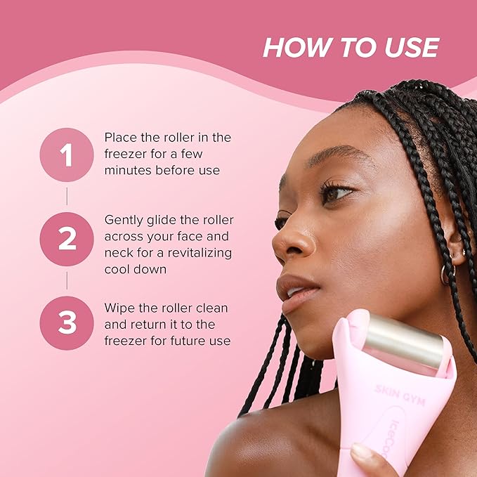 SKIN GYM IceCool Stainless Steel Ice Roller for Face – Cryo Facial for Puffiness & Redness Relief, Cold Face Roller to Tighten Pores & Soothe Skin