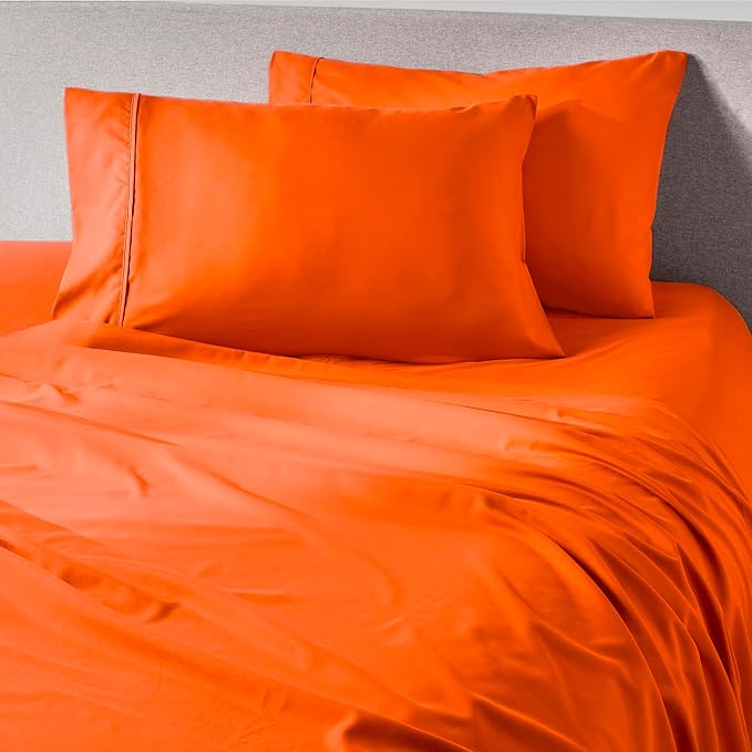 PeachSkinSheets Cooling Bed Sheets for Hot Sleepers - Ultra-Soft Breathable Luxury Microfiber Sheet Set, Moisture-Wicking, Deep Pocket, Oeko-TEX® (King Size, Sunkissed Orange)