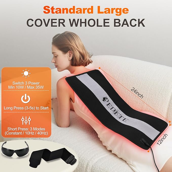 Red Light Therapy for Body, 24’’ x 12’’Large Infrared Light Therapy Pad with Timer Remote Control, 660nm 850nm Home Light Therapy for Knee Shoulder Back Muscle Joint (with Elastic Strap)