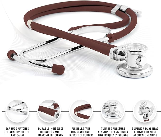 ASA TECHMED Nurse EMT Starter Pack Stethoscope, Blood Pressure Monitor and Trauma 7.5" EMT Shear Ideal Gift for Nurses, Medical Students, Firefighters, Police and Personal Use (Burgundy)