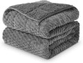 Weighted Blanket 15lbs for Adults, Queen Size Jacquard Sherpa Heavy Blanket for Calming and Relax, Dual Sided Ultra Soft Fuzzy Throw Blanket with Glass Beads, 60 x 80 inches, Dark Grey