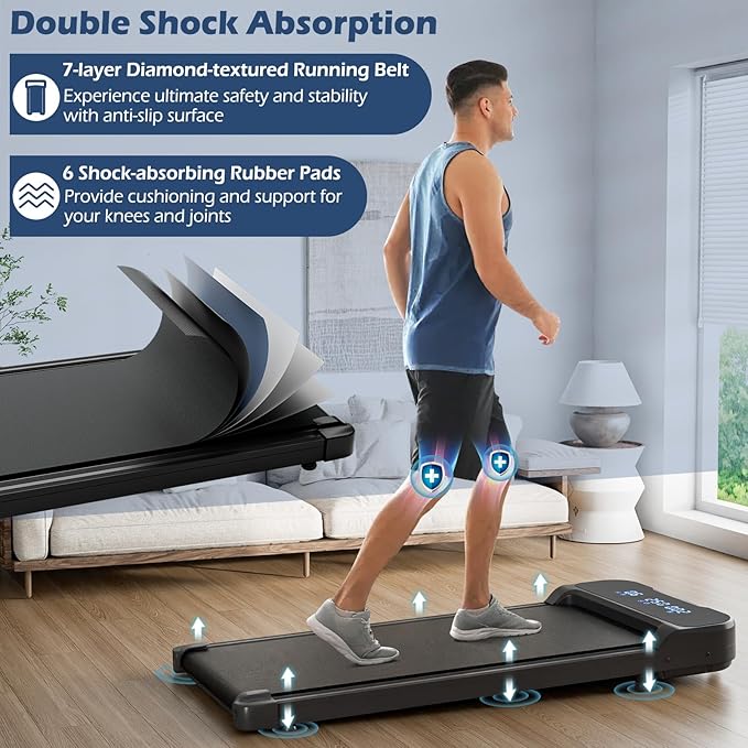 GYMAX Walking Pad, 2.5HP 3 in 1 Under Desk Treadmill with Remote Control, LED Display & 3 Countdown Modes, Free-Installation Portable Compact Running Jogging Machine for Home Small Space