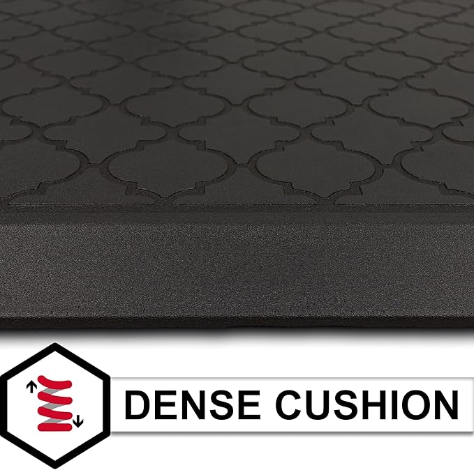 Tempur-Pedic Ultra Comfort Anti-Fatigue Lattice Raven 1' 8" x 3' 6" Kitchen Floor Mat Cushioned Ergonomic Standing Desk Mat Waterproof Non-Skid Foam