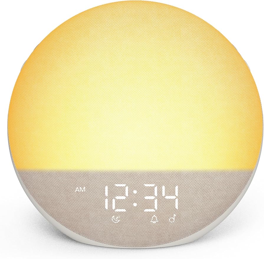 Sunrise Alarm Clock with Sound Machine: Gentle Wake Up Light & 7 Alarm Sounds for Bedroom - 3 Wake-Up Modes & 32 Volume Levels for Stress-Free Morning Putty