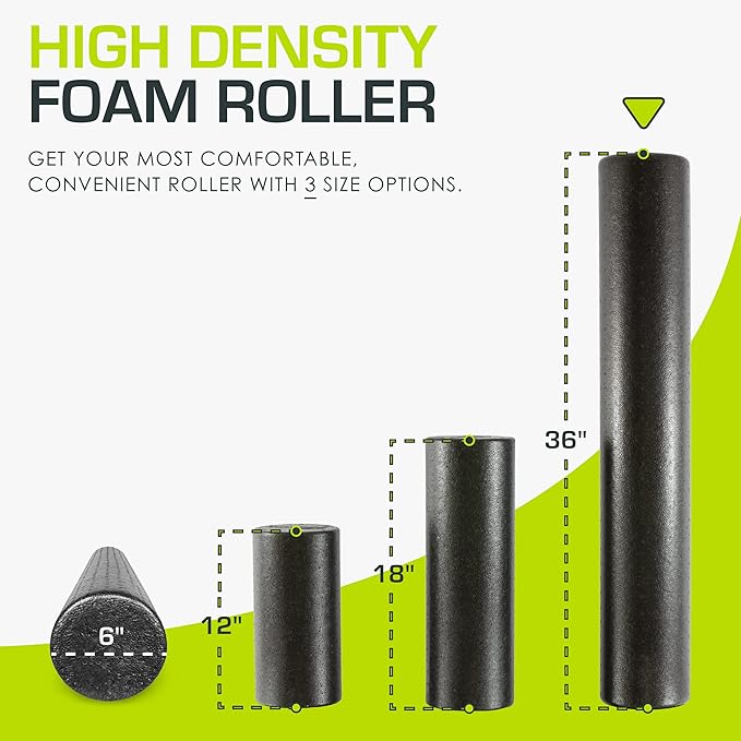 ProsourceFit High Density Foam Rollers Long, Firm Full Body Athletic Massage Tool for Back Stretching, Yoga, Pilates, Post Workout Muscle Recuperation
