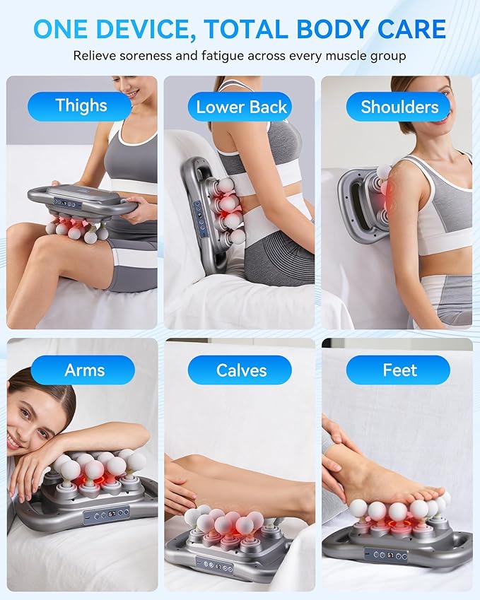 16-Head Massage Gun Set, Deep Tissue Percussion Massager with 9 Modes & 9 Intensities, Handheld Muscle Massager for Muscle Pain Relief in Back, Legs, Shoulders, Foot