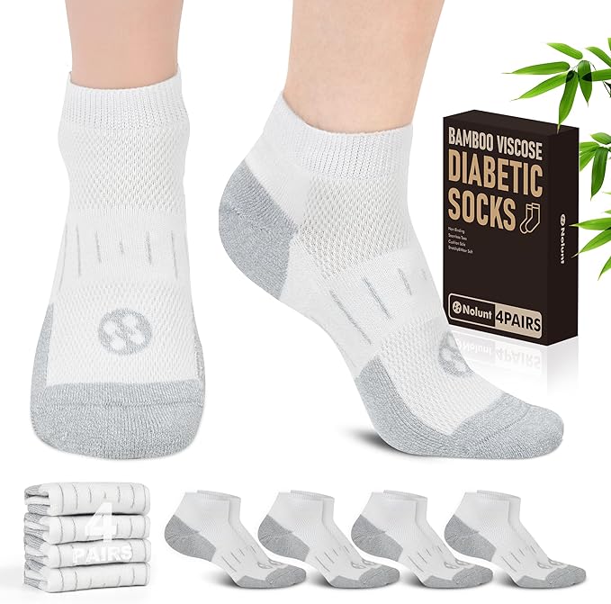 Diabetic Socks for Men,4 & 6 Pairs Low Cut Bamboo Viscose Wide Mens Diabetic Socks Size 9-11 10-13