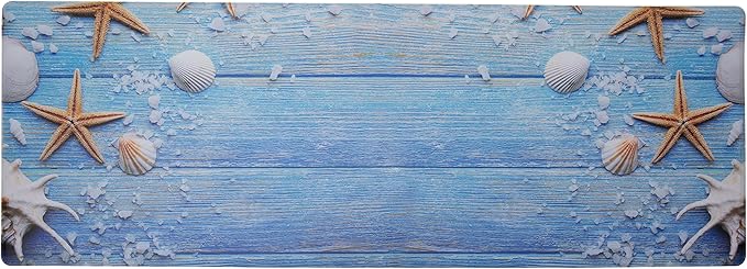 J&V TEXTILES Kitchen Mat Cushioned Anti Fatigue Floor Mat,19.6"x55", Thick Non Slip Waterproof Kitchen Rugs and Mats, Standing Mat for Kitchen,Floor,Home,Office,Desk,Sink,Laundry (Coastal)