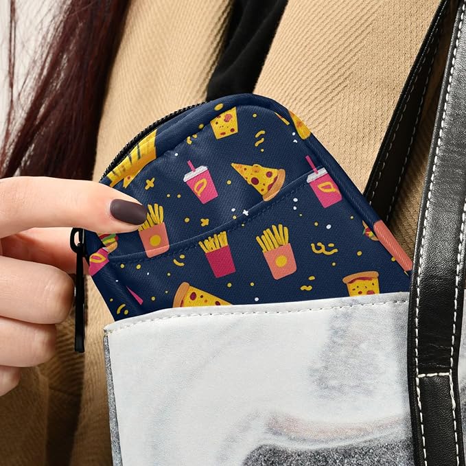 Cute Navy Blue Fast Food Travel Pill Organizer Case Box Container Weekly Portable Vitamin Medicine Holder Storage Bag with Zipper Removable