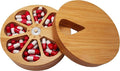 fashciaga Bamboo Wood Daily Weekly Vitamin Medicine Pill Organizer Case Box,Kitchen Salt Spice Cellar Containers,Earring Ring Jewelry Storage Decorative Box (Large)