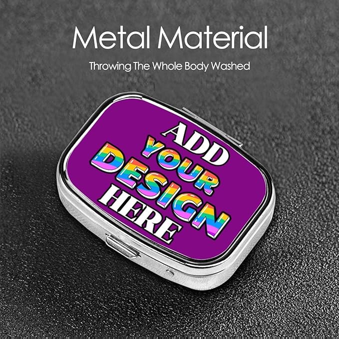 Custom Pill Organizer, Medicine Pill Box Case Container Travel Pill Holder Vitamin for Purse Med Wallet Portable Mini Pastillero Square, Purple01, Customized Gifts