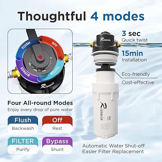 8GPM High Flow Whole House Water Filter - 3-Stage Iron/Sediment/Rust Remover, -11°F Freeze-Proof & 600PSI for Well/City, DIY 15-Min Install, Self-Cleaning Valve, RV/Cabin Ready