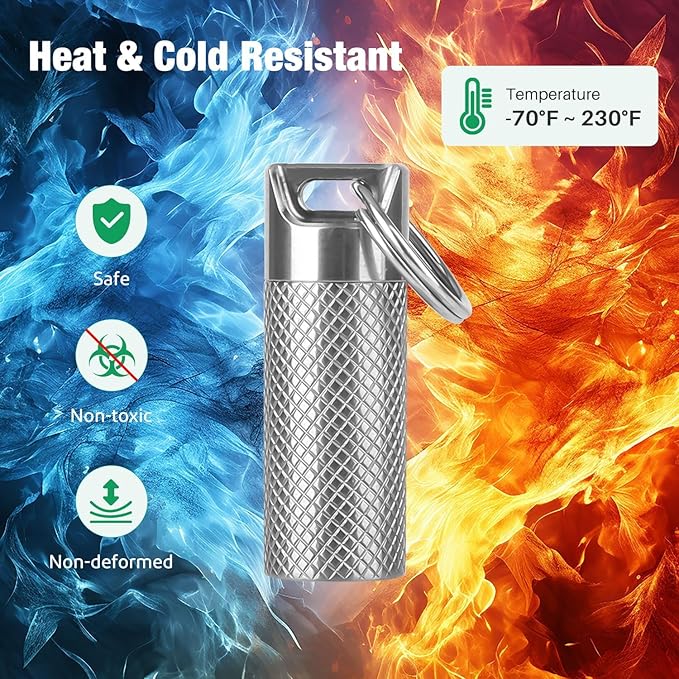 Opret Titanium Pill Container with Keychain & Necklace, Waterproof Pill Case for Emergency Aspirin & Nitroglycerin, Mini Pill Holder for Travel Purse Pocket EDC Accessory