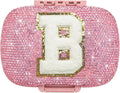 Cute Pill Organizer Small Bling Pill Case for Purse Medicine Vitamin Container Holder Daily Pill Box Container for Women Travel Medicine Kit(Letter B Pink)