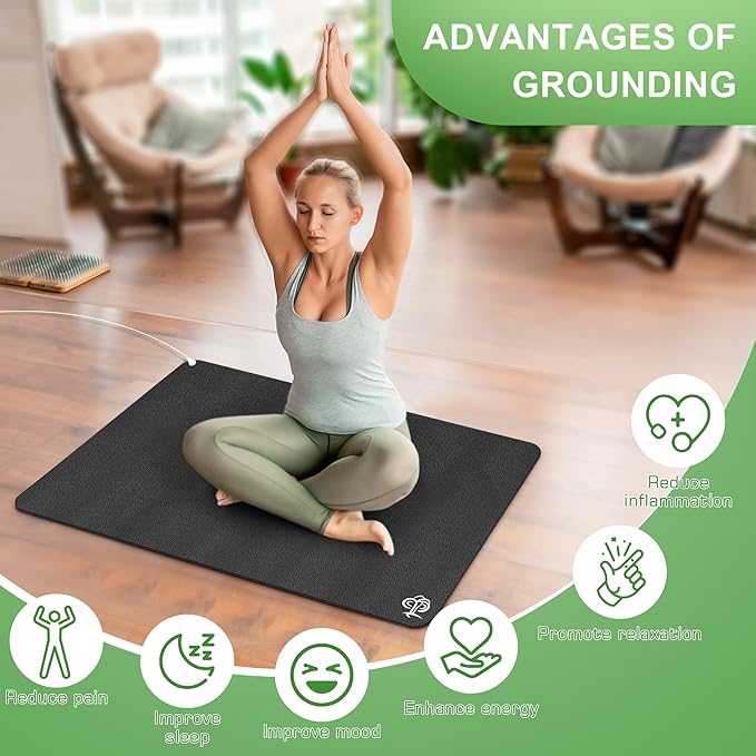 Grounding Mat for Feet 3MM Thickened Earthing Mat Grounding Pad for Improve Sleep, Pain Relief, Inflammation, Reduce Anxiety, Grounding Mats for Working