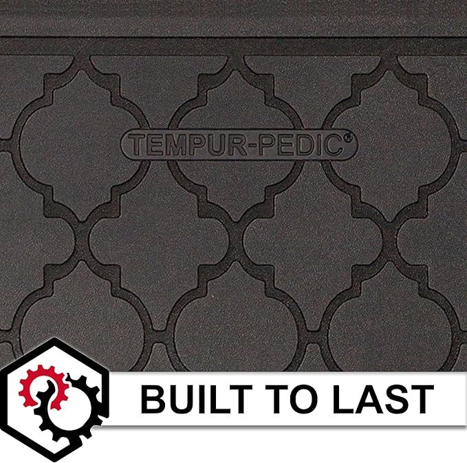 Tempur-Pedic Ultra Comfort Anti-Fatigue Lattice Raven 1' 8" x 3' 6" Kitchen Floor Mat Cushioned Ergonomic Standing Desk Mat Waterproof Non-Skid Foam