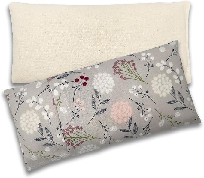 100% USA Handmade, Washable Cotton Eye Pillow 9", Moist Heat Eye Compress, Unscented Hot/Cold Therapy Pack (Berry Leaves, Rice)