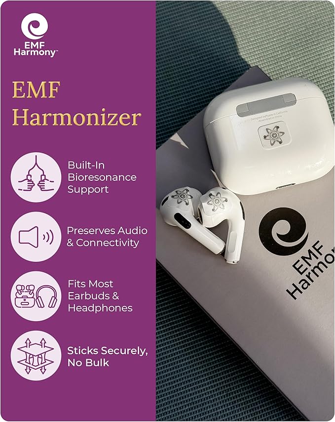 Bio-Energetic Wellness Stickers for AirPods & Wireless Headphones - Resonance Based Technology and Harmony - Set of 3 for Earbuds & Case